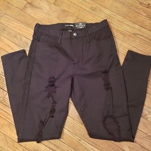 Fashion Nova black distressed stretch jeans